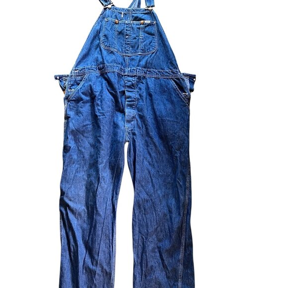 Vintage Lee Blue Denim Overalls Workwear Bibs Made In USA 1970's - Picture 1 of 8